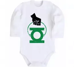 Дитячий бодік Рука тримає зелений ліхтар Білий фото