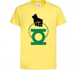 Дитяча футболка Зелений ліхтар лого біле Лаймовий фото