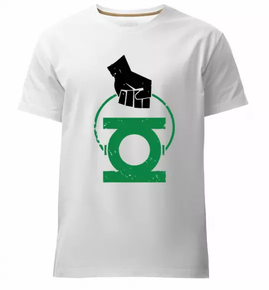 Чоловіча преміум футболка Рука тримає зелений ліхтар Білий фото