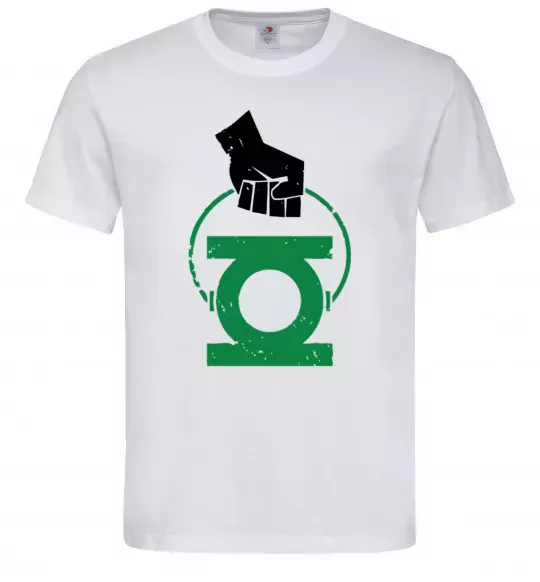 Чоловіча футболка Рука тримає зелений ліхтар Білий фото