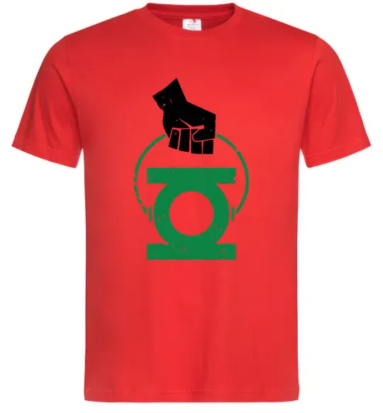 Чоловіча футболка Рука тримає зелений ліхтар Червоний фото