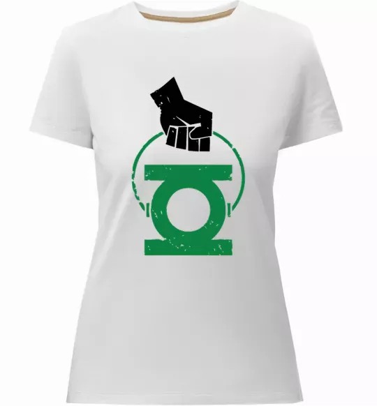 Женская премиум футболка Рука тримає зелений ліхтар Белый фото