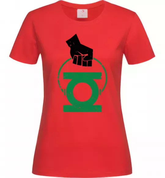 Жіноча футболка Рука тримає зелений ліхтар Червоний фото