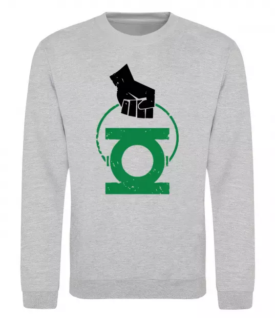 Свитшот Рука тримає зелений ліхтар Серый меланж фото