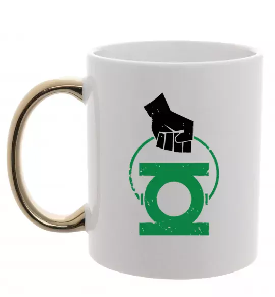 Чашка с цветной ручкой Рука тримає зелений ліхтар Золото фото