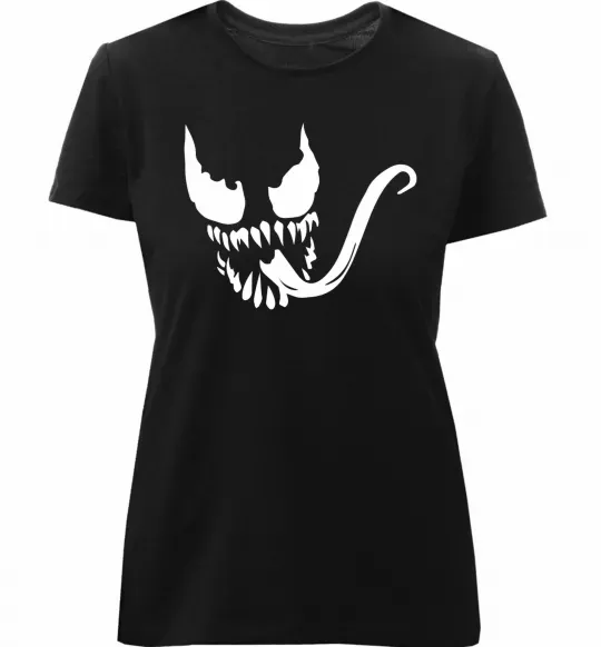 Женская премиум футболка Обличчя Веном Черный фото