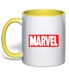 Чашка з кольоровою ручкою Marvel logo red white Сонячно жовтий фото