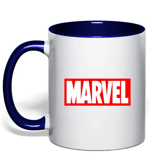Чашка з кольоровою ручкою Marvel logo red white Глибокий темно-синій фото