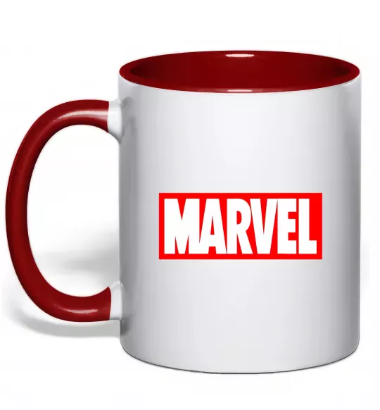 Чашка з кольоровою ручкою Marvel logo red white Червоний фото