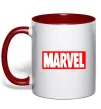 Чашка з кольоровою ручкою Marvel logo red white Червоний фото