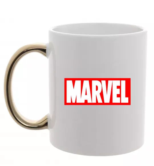 Чашка з кольоровою ручкою Marvel logo red white Золото фото