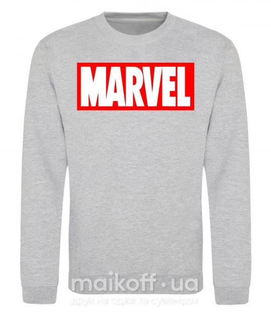 Свитшот Marvel logo red white Серый меланж фото