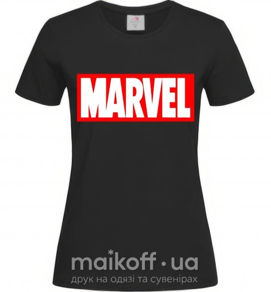 Женская футболка Marvel logo red white Черный фото