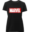 Жіноча преміум футболка Marvel logo red white Чорний фото