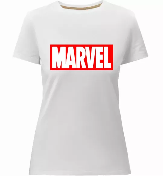 Жіноча преміум футболка Marvel logo red white Білий фото