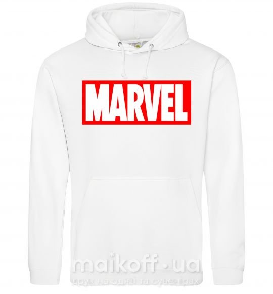 Мужская толстовка (худи) Marvel logo red white Белый фото