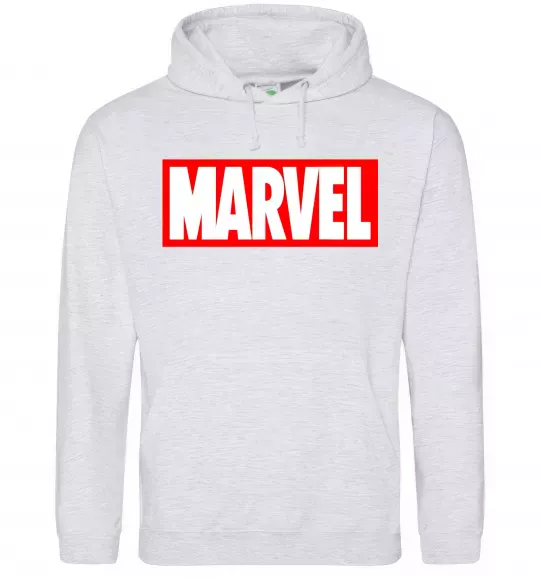 Чоловіча толстовка (худі) Marvel logo red white Сірий меланж фото