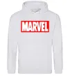 Чоловіча толстовка (худі) Marvel logo red white Сірий меланж Чоловіча толстовка (худі) Marvel logo red white Сірий меланж фото