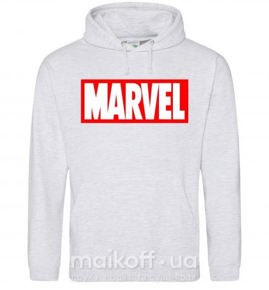 Женская толстовка (худи) Marvel logo red white Серый меланж фото