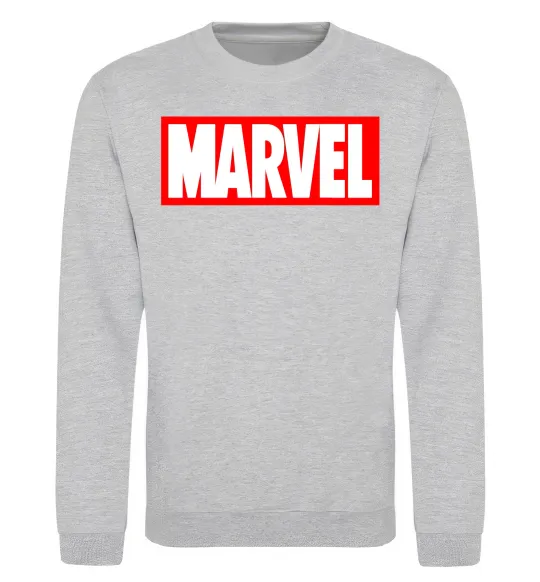 Свитшот Marvel logo red white Серый меланж фото
