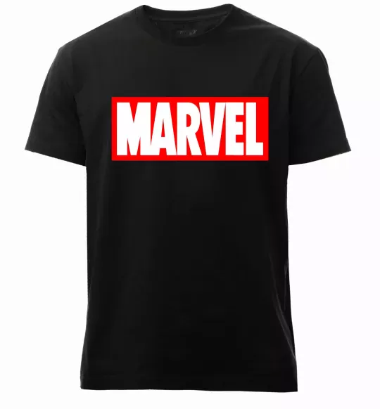 Мужская премиум футболка Marvel logo red white Черный фото