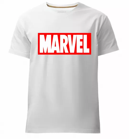 Мужская премиум футболка Marvel logo red white Белый фото