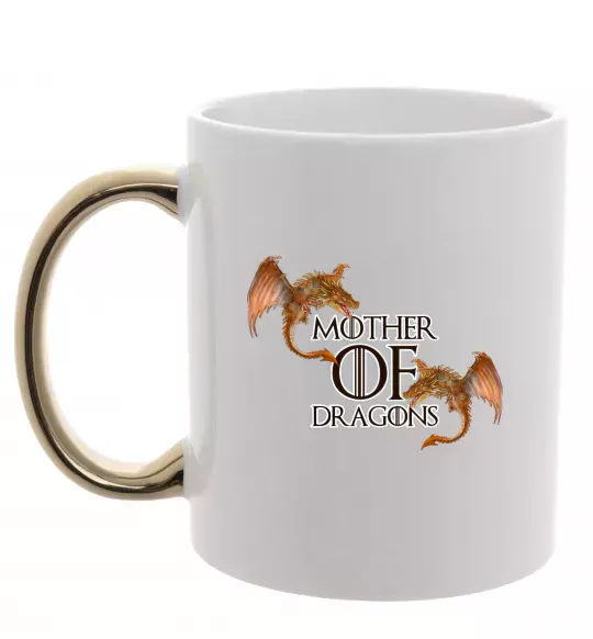 Чашка з кольоровою ручкою Mother of dragons full colour Золото фото