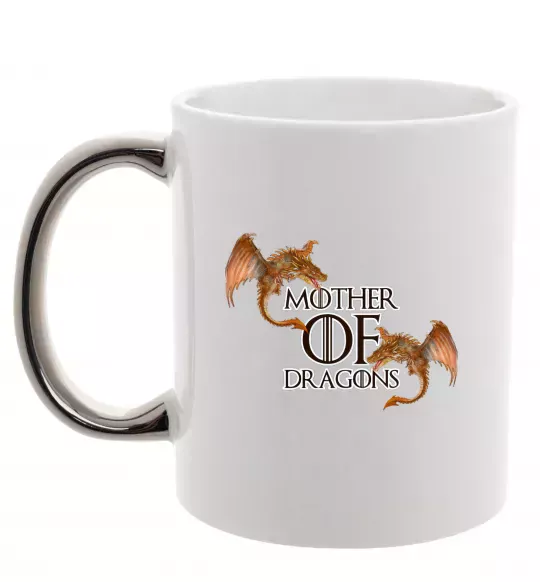 Чашка з кольоровою ручкою Mother of dragons full colour Срібло фото