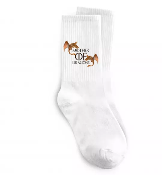 Носки Mother of dragons full colour Белый фото