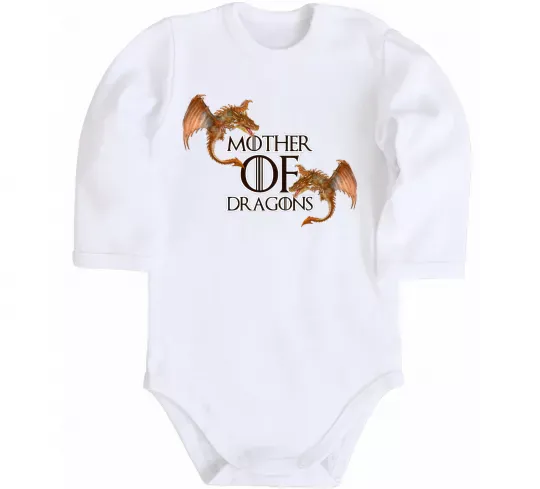 Дитячий бодік Mother of dragons full colour Білий фото