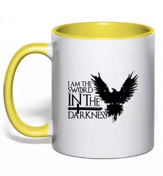 Чашка з кольоровою ручкою I'm the sword in the darkness Сонячно жовтий фото