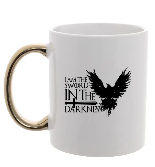 Чашка з кольоровою ручкою I'm the sword in the darkness Золото фото