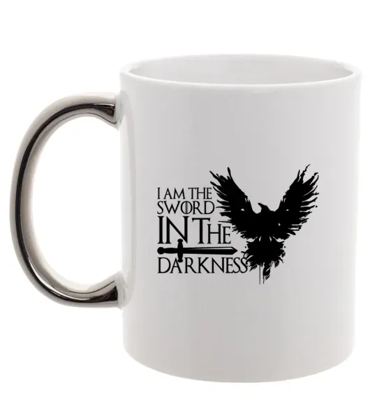 Чашка з кольоровою ручкою I'm the sword in the darkness Срібло фото