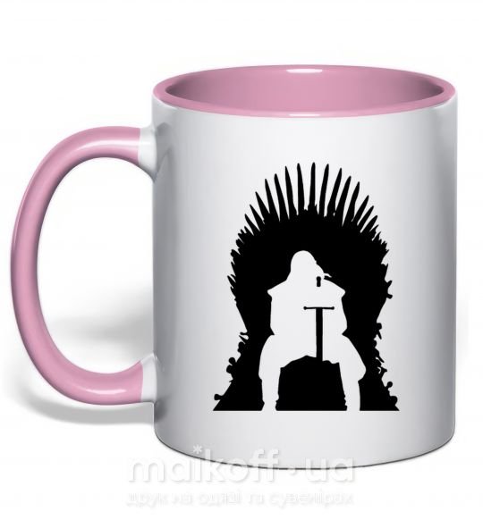 Чашка з кольоровою ручкою Jon Snow Ніжно рожевий фото