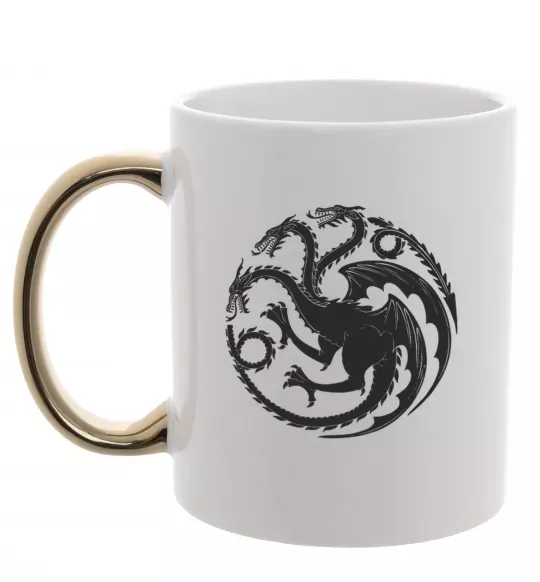 Чашка з кольоровою ручкою Герб Таргаріенів Золото фото