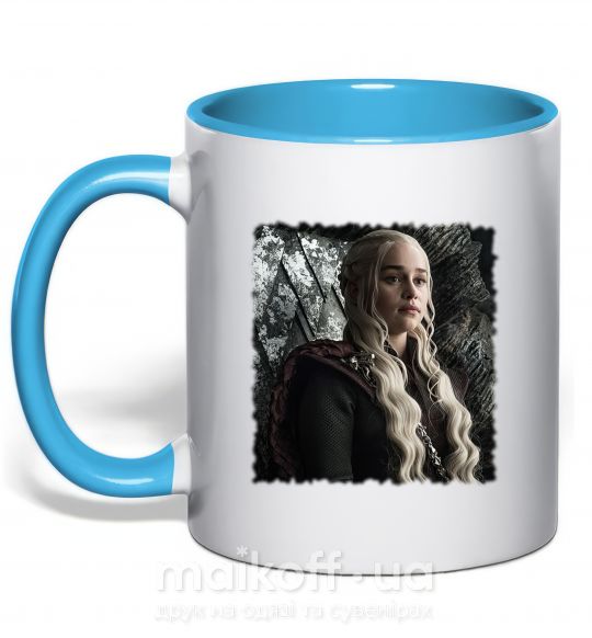 Чашка з кольоровою ручкою Daenerys Блакитний фото