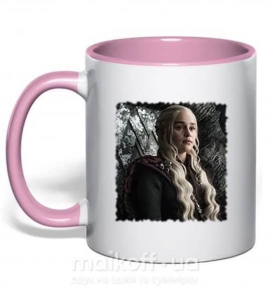 Чашка з кольоровою ручкою Daenerys Ніжно рожевий фото