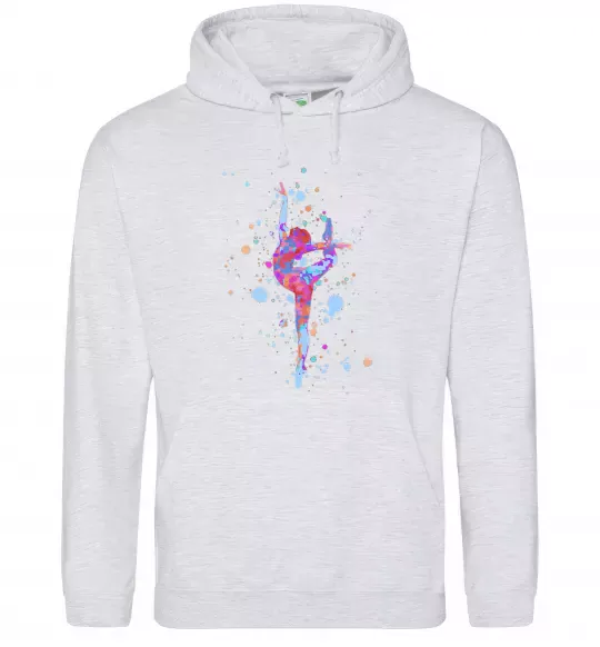 Мужская толстовка (худи) Гімнастика бризки Серый меланж фото