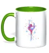 Чашка з кольоровою ручкою Гімнастика бризки Зелений фото