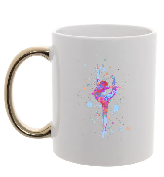 Чашка з кольоровою ручкою Гімнастика бризки Золото фото