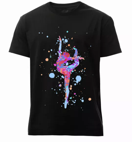 Мужская премиум футболка Гімнастика бризки Черный фото