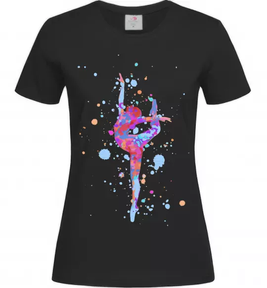 Женская футболка Гімнастика бризки Черный фото