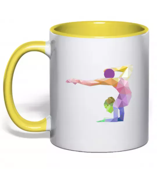 Чашка с цветной ручкой Гімнастка геометрія Солнечно желтый фото