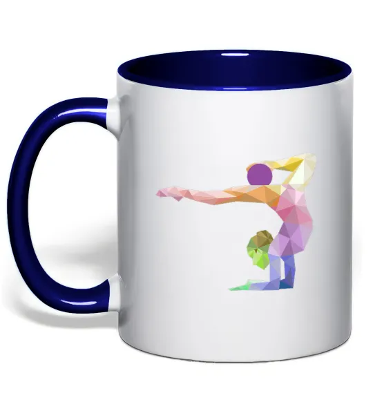 Чашка с цветной ручкой Гімнастка геометрія Глубокий темно-синий фото