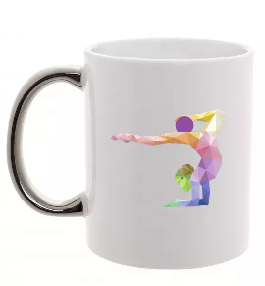 Чашка с цветной ручкой Гімнастка геометрія Серебро фото