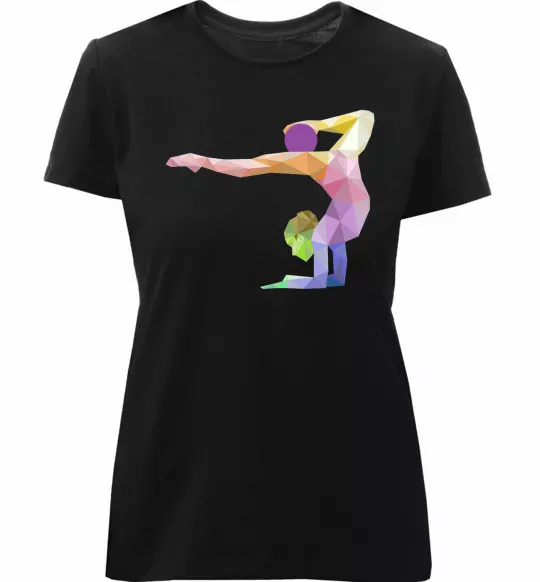 Жіноча преміум футболка Гімнастка геометрія Чорний фото