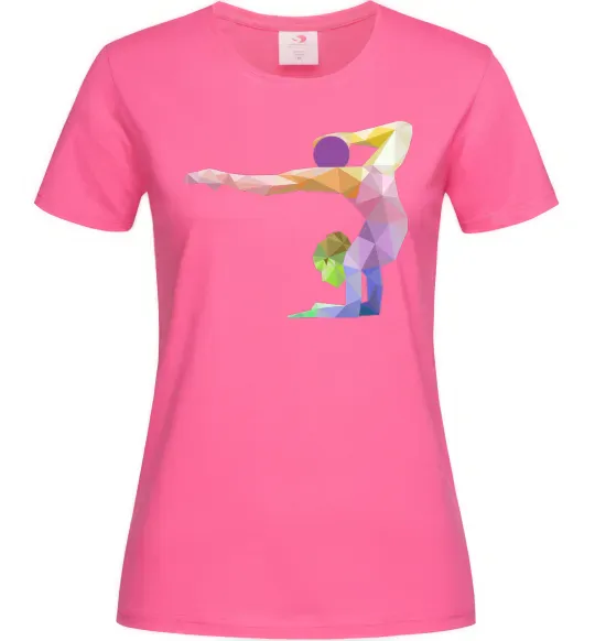 Жіноча футболка Гімнастка геометрія Яскраво-рожевий фото