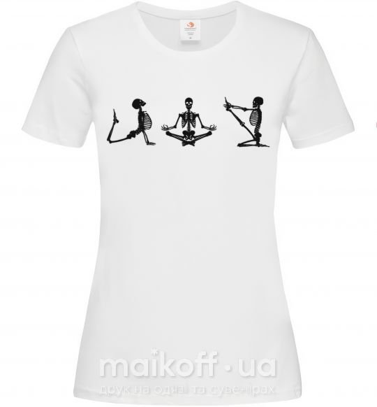 Женская футболка Йога скелеты Белый фото