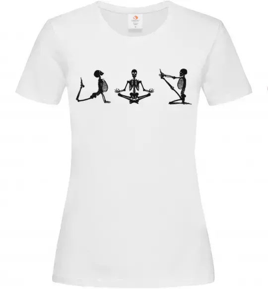 Жіноча футболка Йога скелети Білий фото