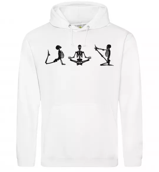 Чоловіча толстовка (худі) Йога скелети Білий фото